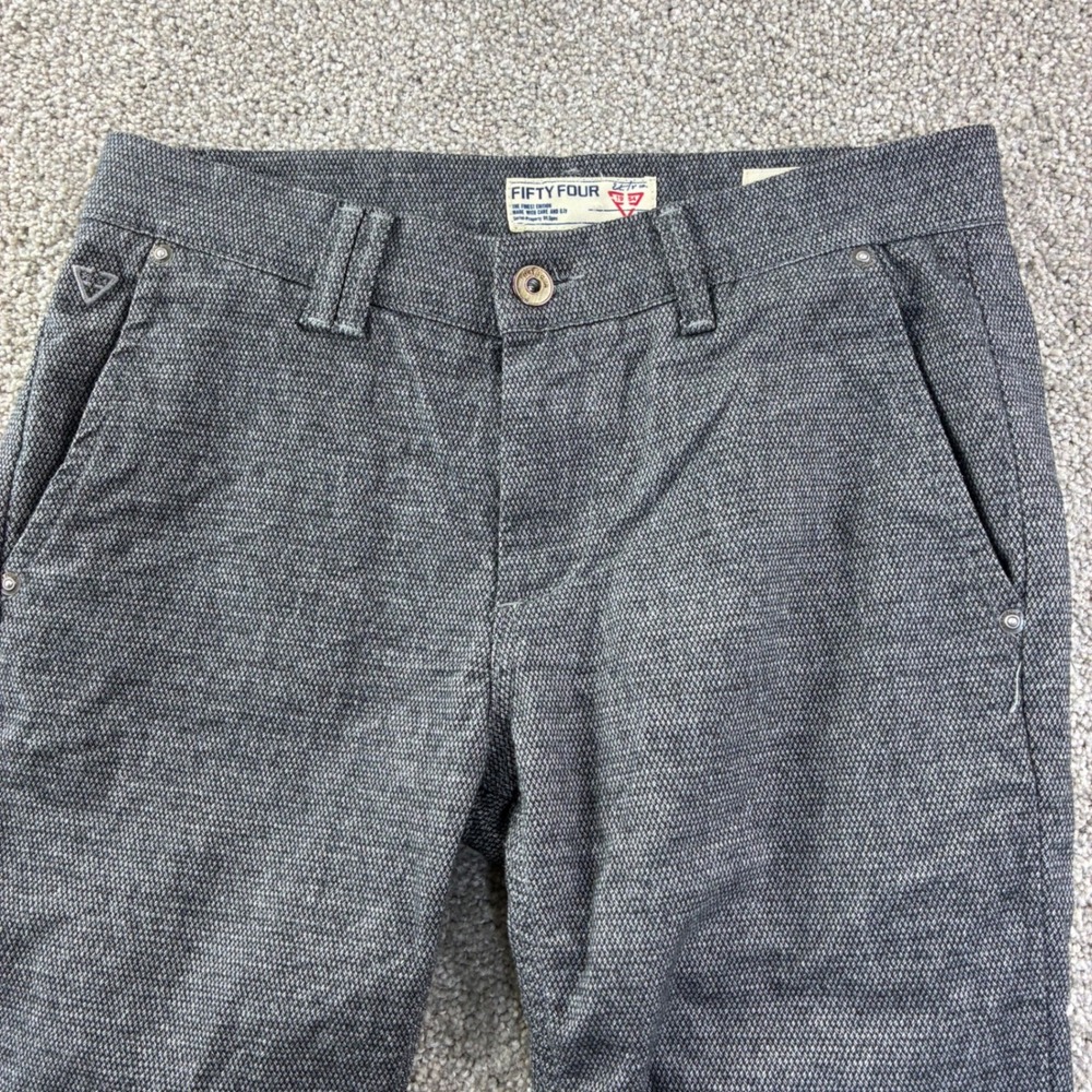 Fifty Four Super Slim Fit Mens Pants 31 Gray Textured Casual Chino Trousers